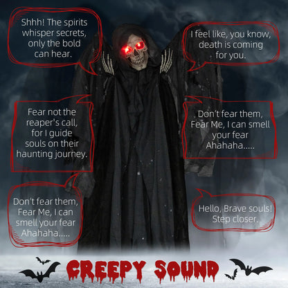 6.4' Winged Grim Reaper Halloween Decoration, Animatronic with Light Up Eyes Halloween Decorations at Gallery Canada