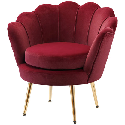 Modern Velvet Accent Chair, Gold Metal Legs, Wine Red Accent Chairs at Gallery Canada
