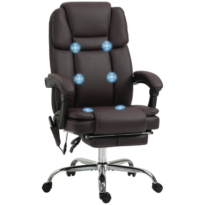 Massage Office Chair, Reclining Executive Chair, 6-Point Vibration, Footrest, Dark Brown Massage Chairs Dark Brown at Gallery Canada