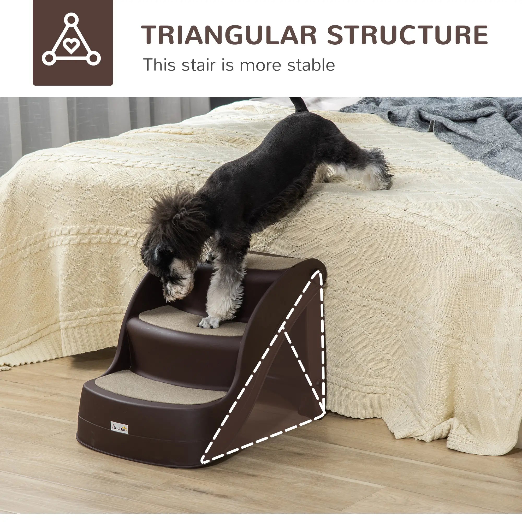 Portable Pet Stairs, Foldable 3-Step for Small Dogs Cats, Non-Slip Treads, Brown Cat Stairs at Gallery Canada