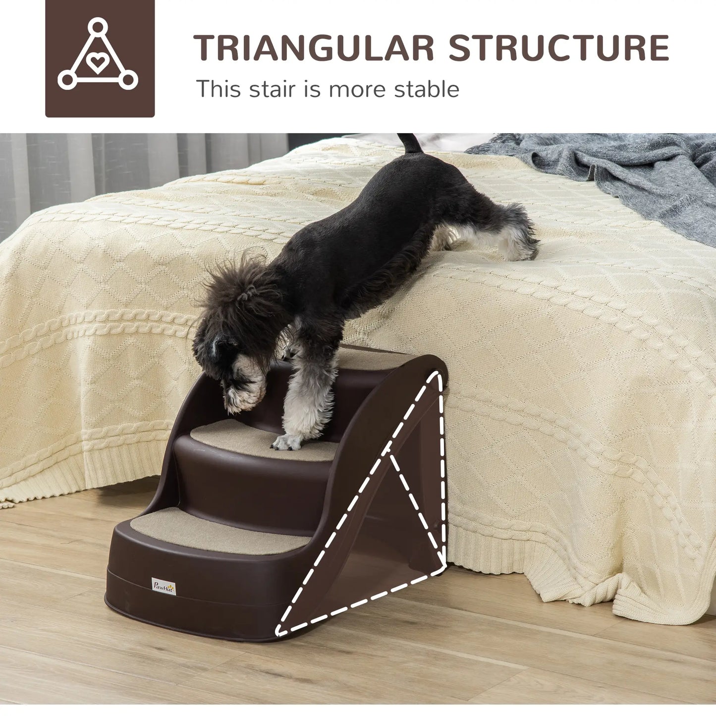 Portable Pet Stairs, Foldable 3-Step for Small Dogs Cats, Non-Slip Treads, Brown Cat Stairs at Gallery Canada