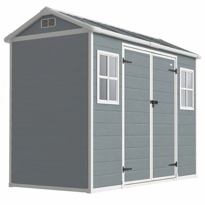 8 x 4 ft Plastic Garden Shed, Grey Wood-Effect Storage Shed, Grey Sheds Grey at Gallery Canada