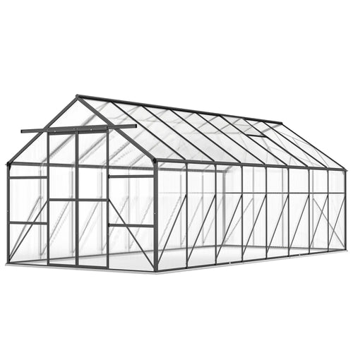Aluminum Greenhouse Kit, Polycarbonate Walk-In, 16' x 8', Dark Grey