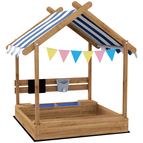 Wooden Sandbox with Cover, 3-7 Years, Backyard, Brown