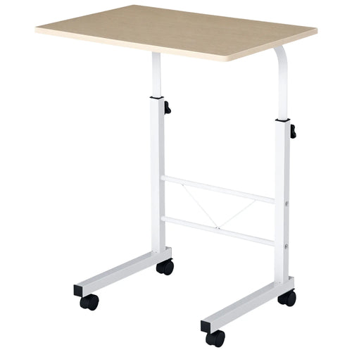 Adjustable Height Mobile Standing Desk, 23.5 Inch, Natural Wood