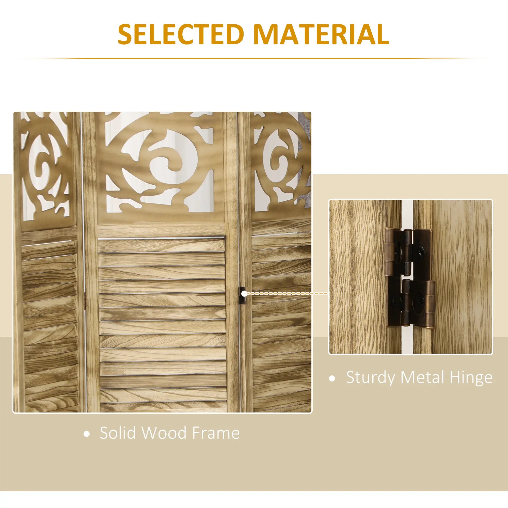 5.6 Ft Room Divider, 4 Panel Folding Privacy Screen, Brown Room Dividers at Gallery Canada
