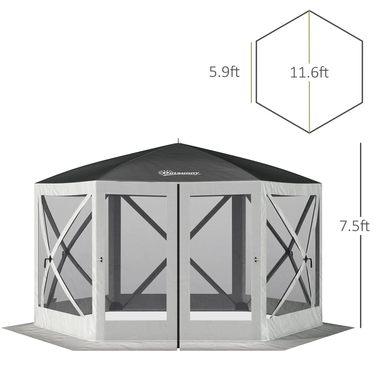 12' x 12' Hexagon Pop Up Screen Tent, Camping Shelter, Grey Pop Up Canopies at Gallery Canada