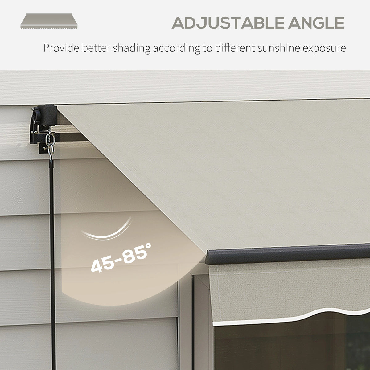 15' X 10' Retractable Awning, 280gsm UV Resistant Sunshade, Light Grey Window Awnings at Gallery Canada