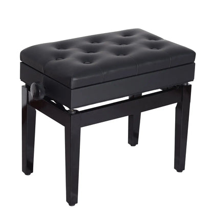 Adjustable Piano Bench with Storage, PU Leather, Black Piano Benches at Gallery Canada