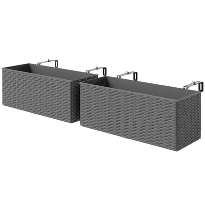 2 Pack 20 Inch Hanging Flower Pots, Railing Planter Box, Grey Planter Set at Gallery Canada
