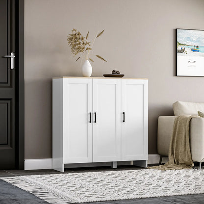 Modern Sideboard Buffet Cabinet, 3 Doors Adjustable Shelves, White Bar Cabinets at Gallery Canada