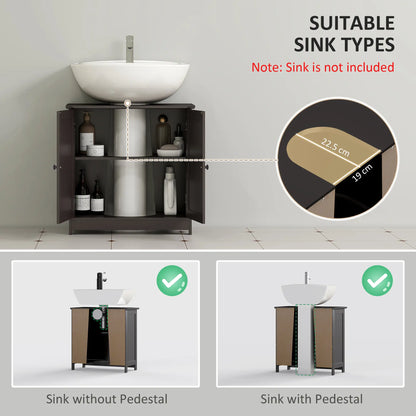 Under Sink Bathroom Cabinet, 2 Doors with Shelf, Coffee Bathroom Cabinets at Gallery Canada