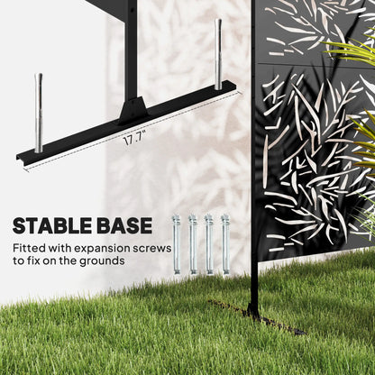 Metal Privacy Screen Freestanding Divider, 78" x 48", Black Side Awnings at Gallery Canada