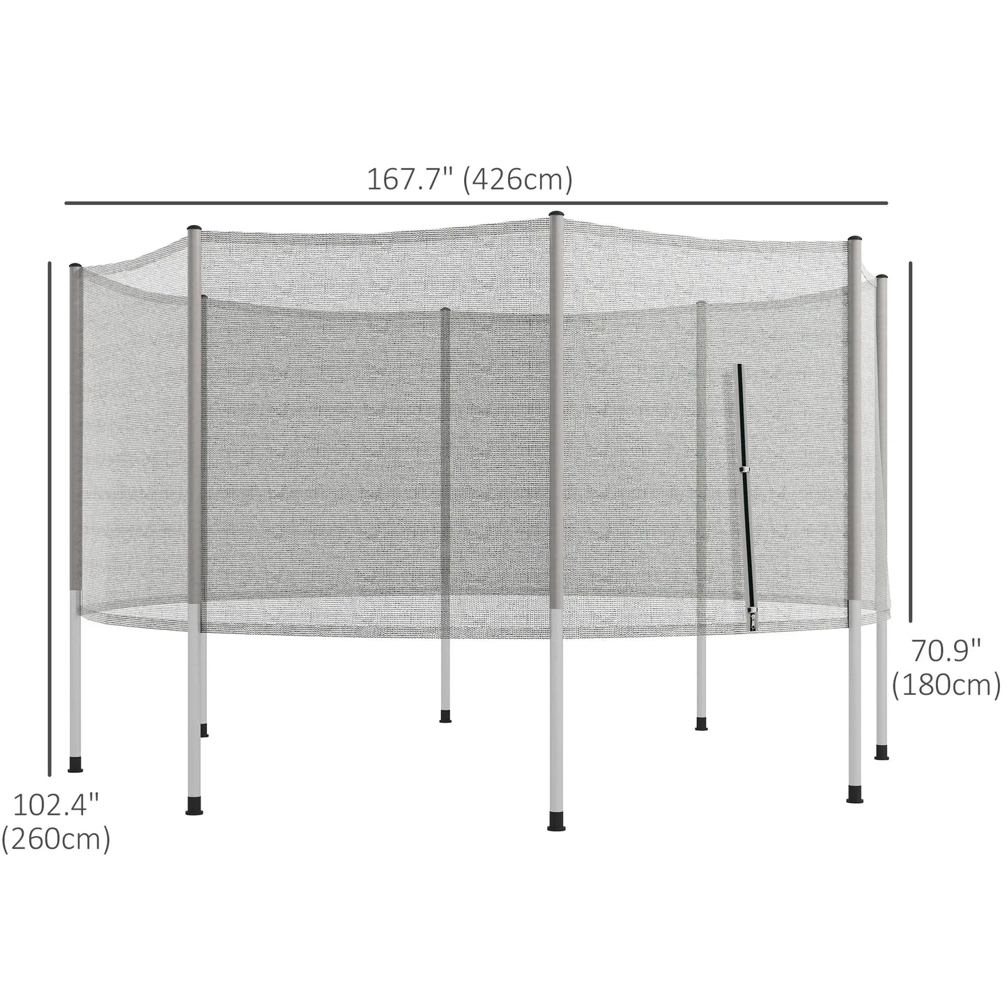 14FT Trampoline Enclosure Net with 8 Poles, Grey Trampolines at Gallery Canada