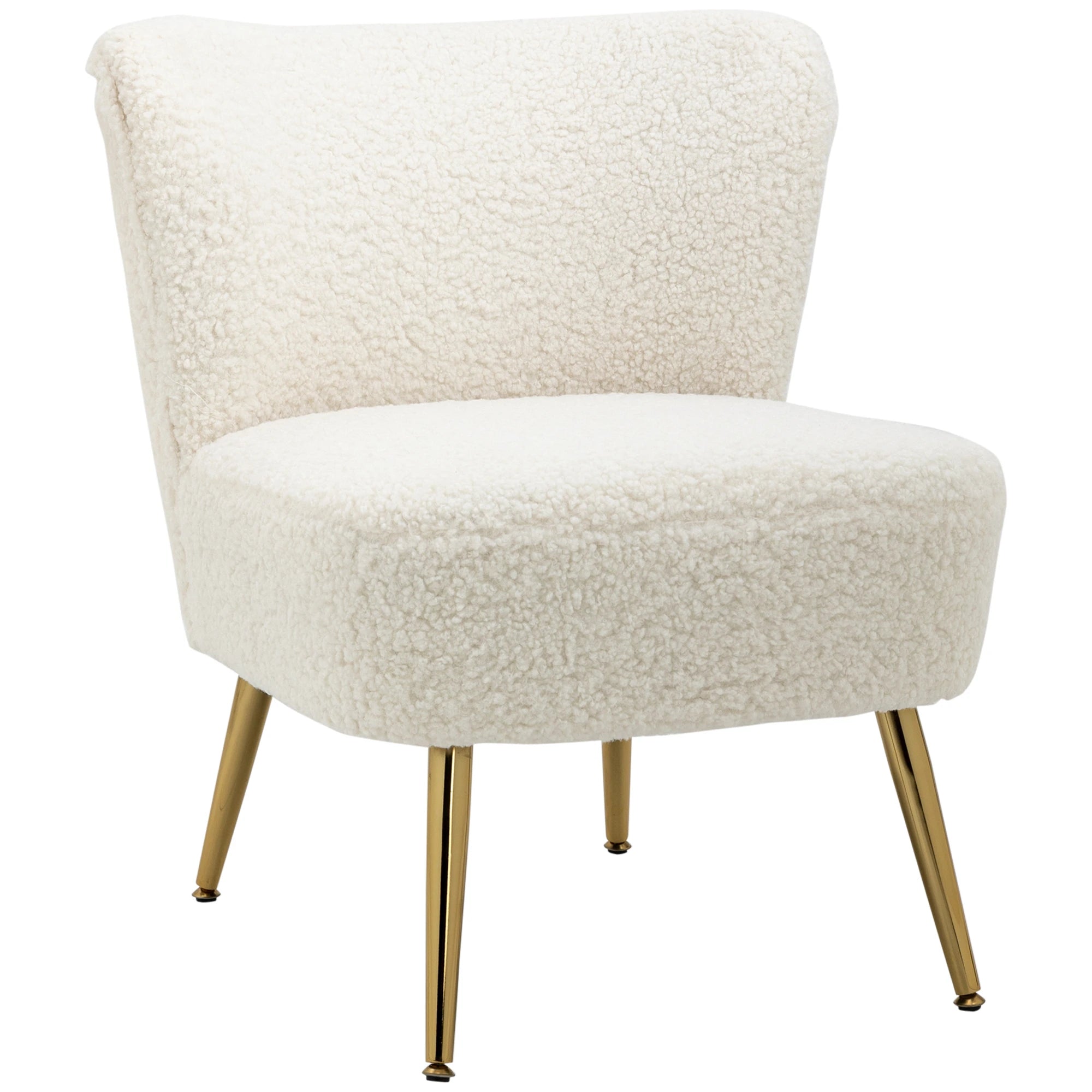 Lounge Chair, Soft Upholstery, Gold Legs, White Accent Chairs White at Gallery Canada