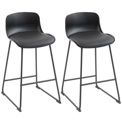 Modern Bar Stools Set of 2, PU Leather, Counter Height, Black Bar Stools at Gallery Canada