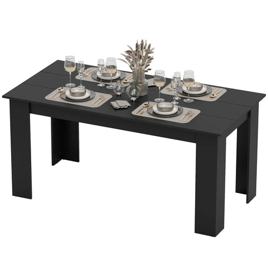 63" Kitchen Table for 4-6 People, Wood Effect, Black Dining Tables Black at Gallery Canada