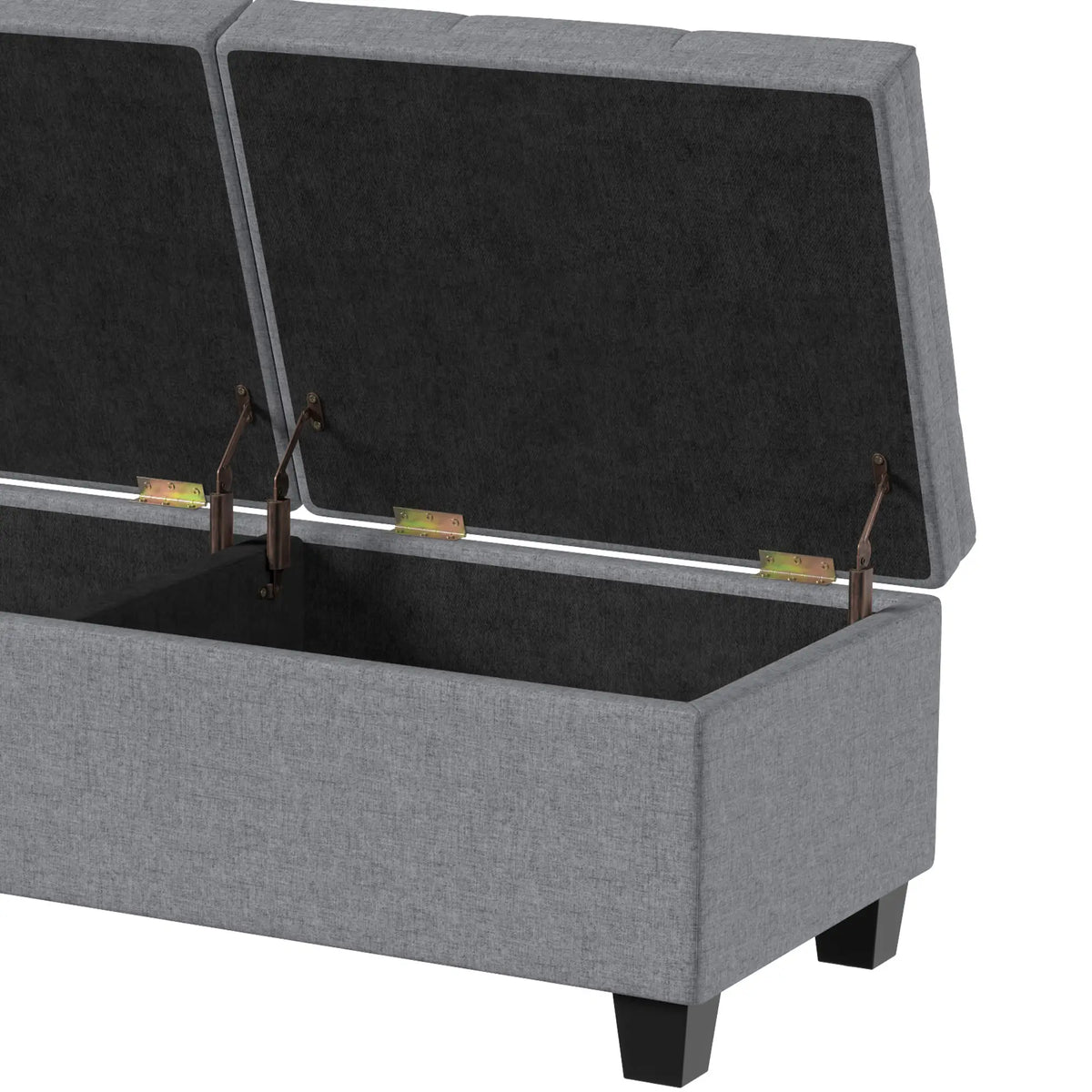 51.2" Storage Ottoman Bench, 2 Compartments, Dark Grey, Dark Grey Storage Ottomans & Benches at Gallery Canada