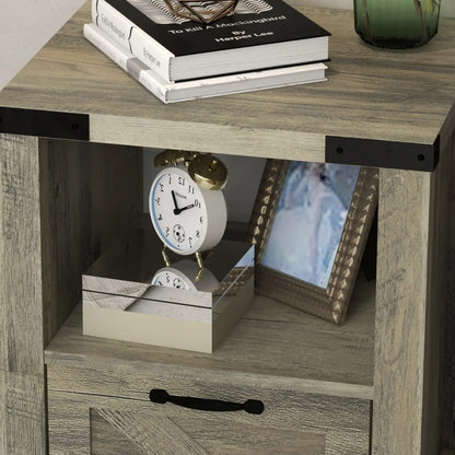 Farmhouse Side Table With Storage, Nightstand, Grey Side Tables at Gallery Canada