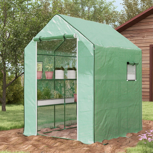 Portable Walk-In Greenhouse, 4.6' x 4.7', 2 Tier U-Shaped Shelves, Green Walk In Greenhouses Green, Dark Green at Gallery Canada