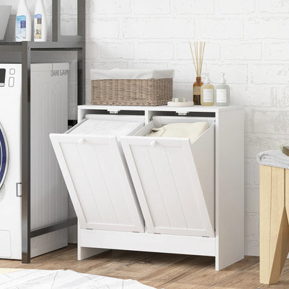 Tilt-Out Laundry Cabinet, 2 Compartment Hamper, White Bathroom Cabinets at Gallery Canada