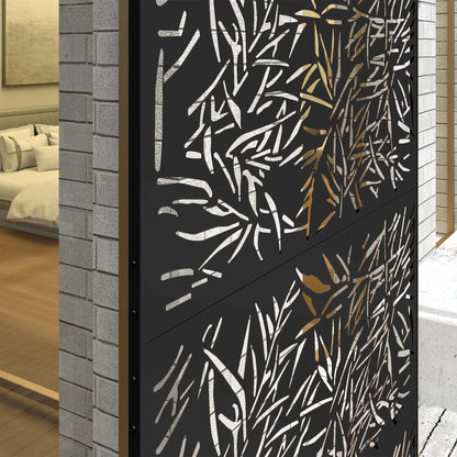 Metal Privacy Screen Freestanding Divider, 78" x 48", Black Side Awnings at Gallery Canada