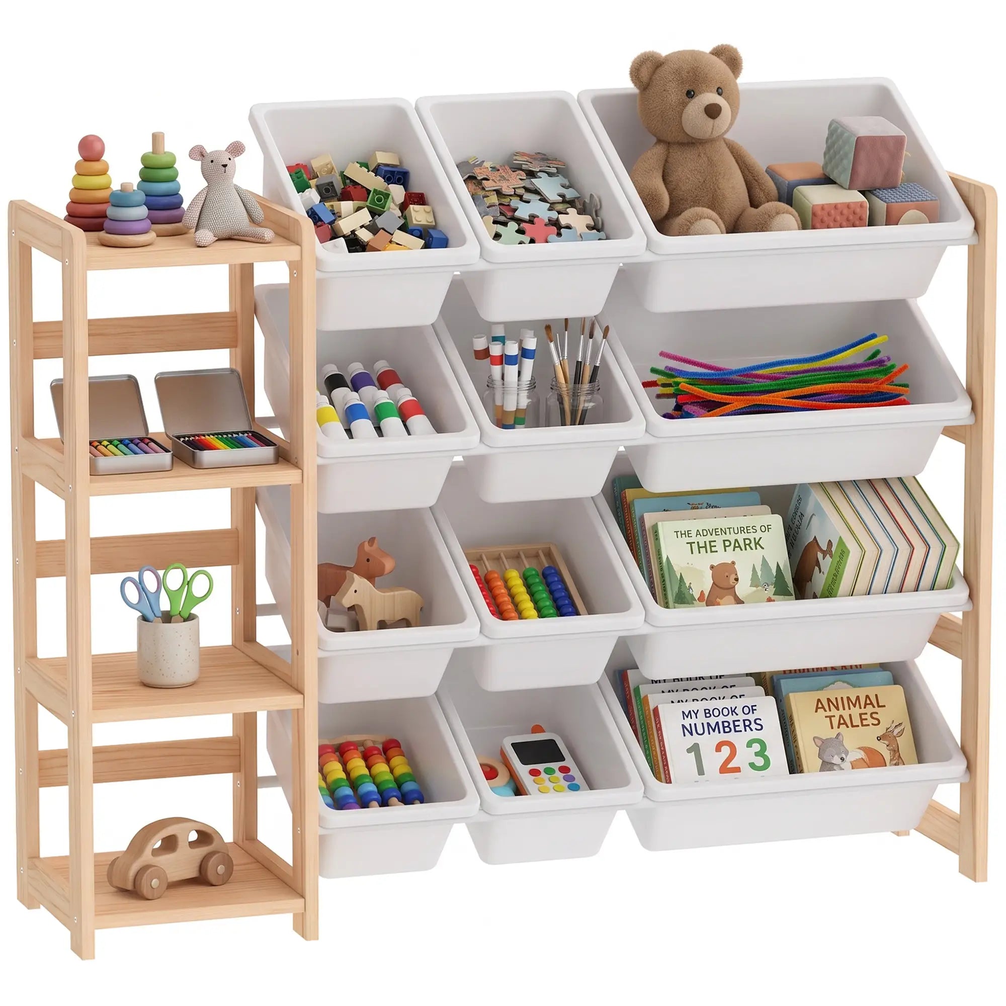 Kids Toy Storage Organizer, 3 Shelves, 12 Bins, Natural Baby & Kids Storage at Gallery Canada