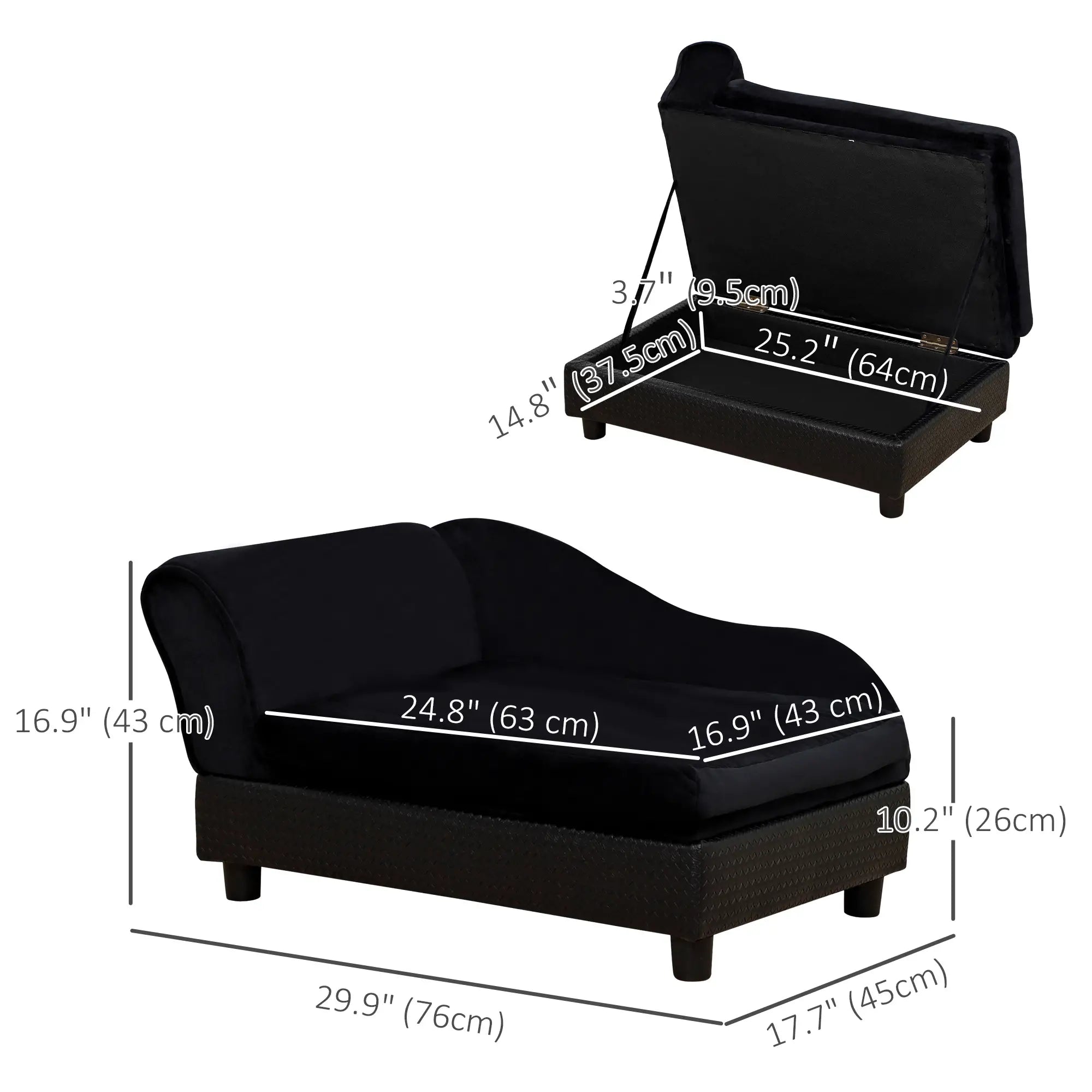 Small Pet Sofa, Dog Couch with Storage, Sponge Cushioned Bed, Black Dog Sofas at Gallery Canada