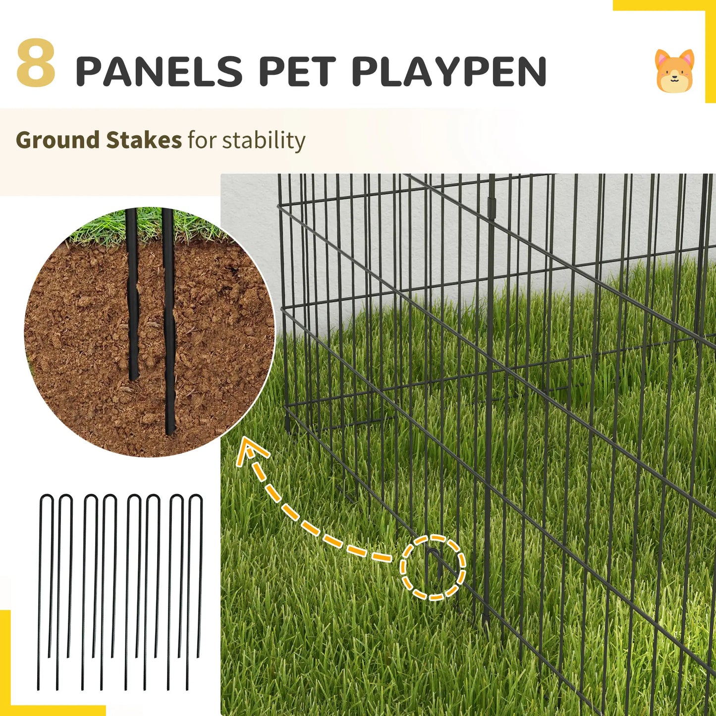 30inch Foldable Metal Pet Playpen, Dog Kennel Cage, 8 Panel Houses, Kennels & Pens at Gallery Canada