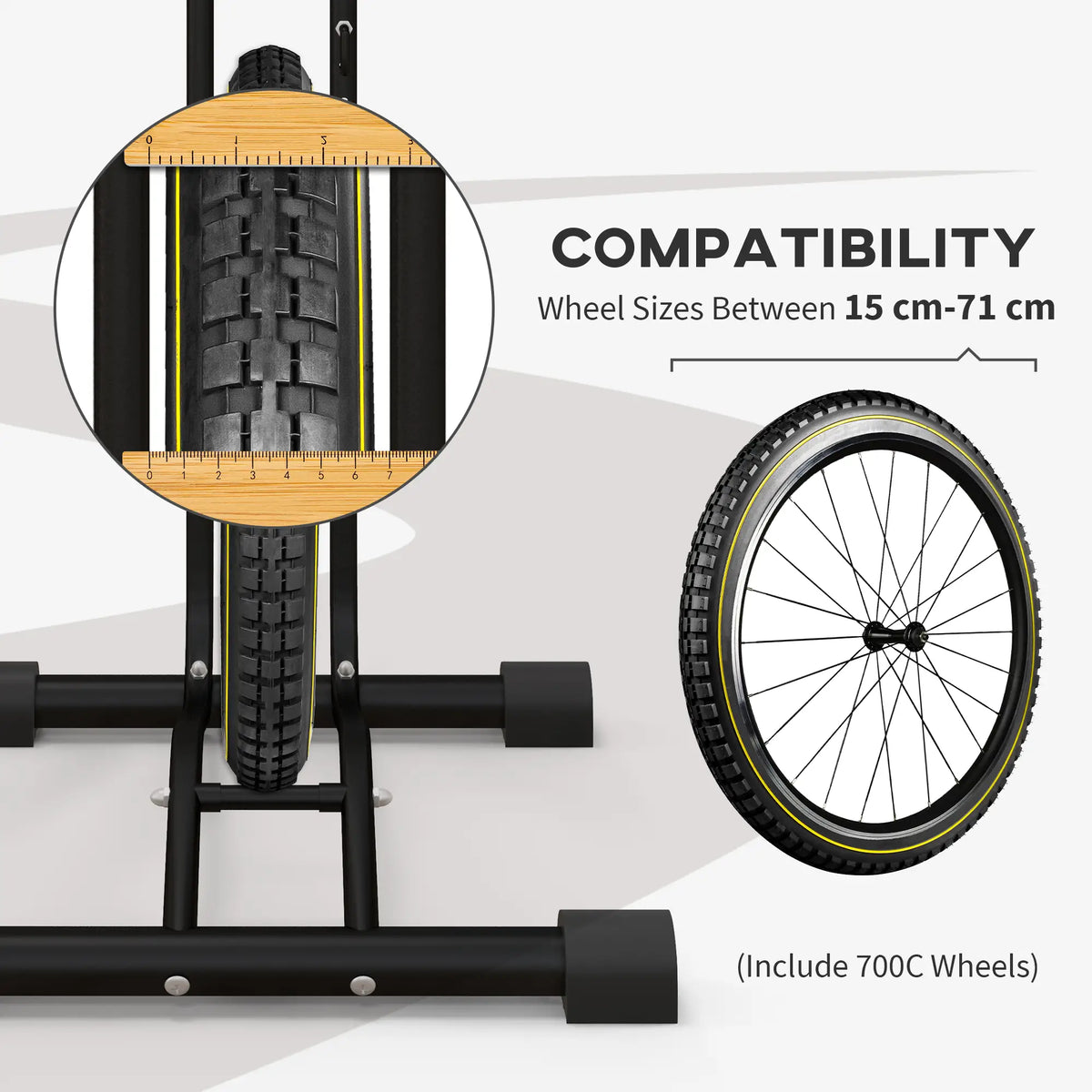 Vertical Horizontal Bike Rack, Adjustable Hooks, Fits 6"-28" 700c Bikes Bike Parking Stands at Gallery Canada