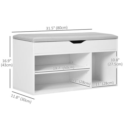 Shoe Bench Entryway Storage Rack, Padded Cushion, White Storage Ottomans & Benches at Gallery Canada
