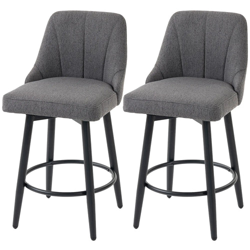 Swivel Bar Stools Set of 2, Counter Height, Dark Grey