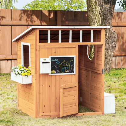 Wooden Kids Playhouse with Door, Windows & Mailbox, Yellow Play Houses at Gallery Canada