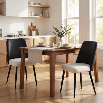Upholstered Dining Chairs, Set Of 2, Steel Legs, Padded Seat, Black