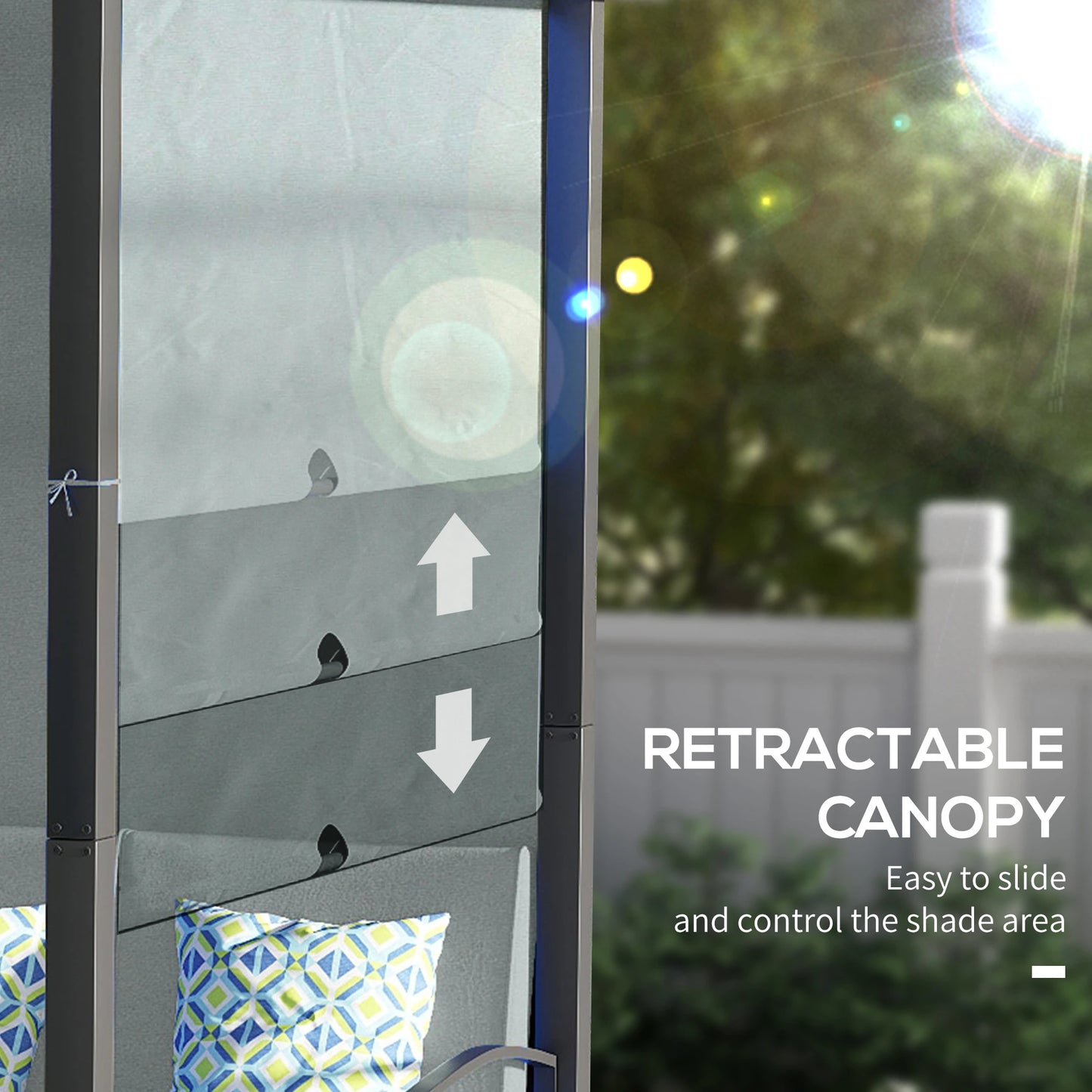 Outdoor PE Rattan Sofa Set, Retractable Canopy Pergola, Grey Patio Furniture Sets at Gallery Canada