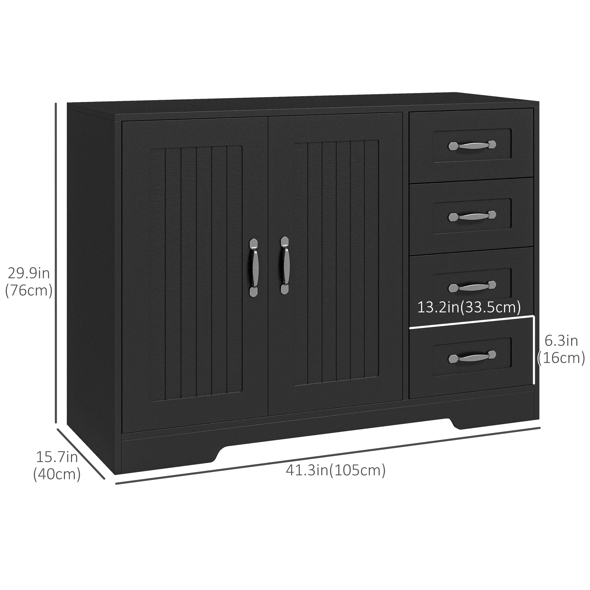 Modern Sideboard Buffet Cabinet, Drawers, Beadboard Door, Black Storage Cabinets at Gallery Canada