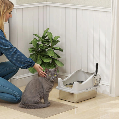 Stainless Steel Cat Litter Box, 17" x 13" x 10", Metal Scoop, Grey Cat Litter Box Enclosures at Gallery Canada