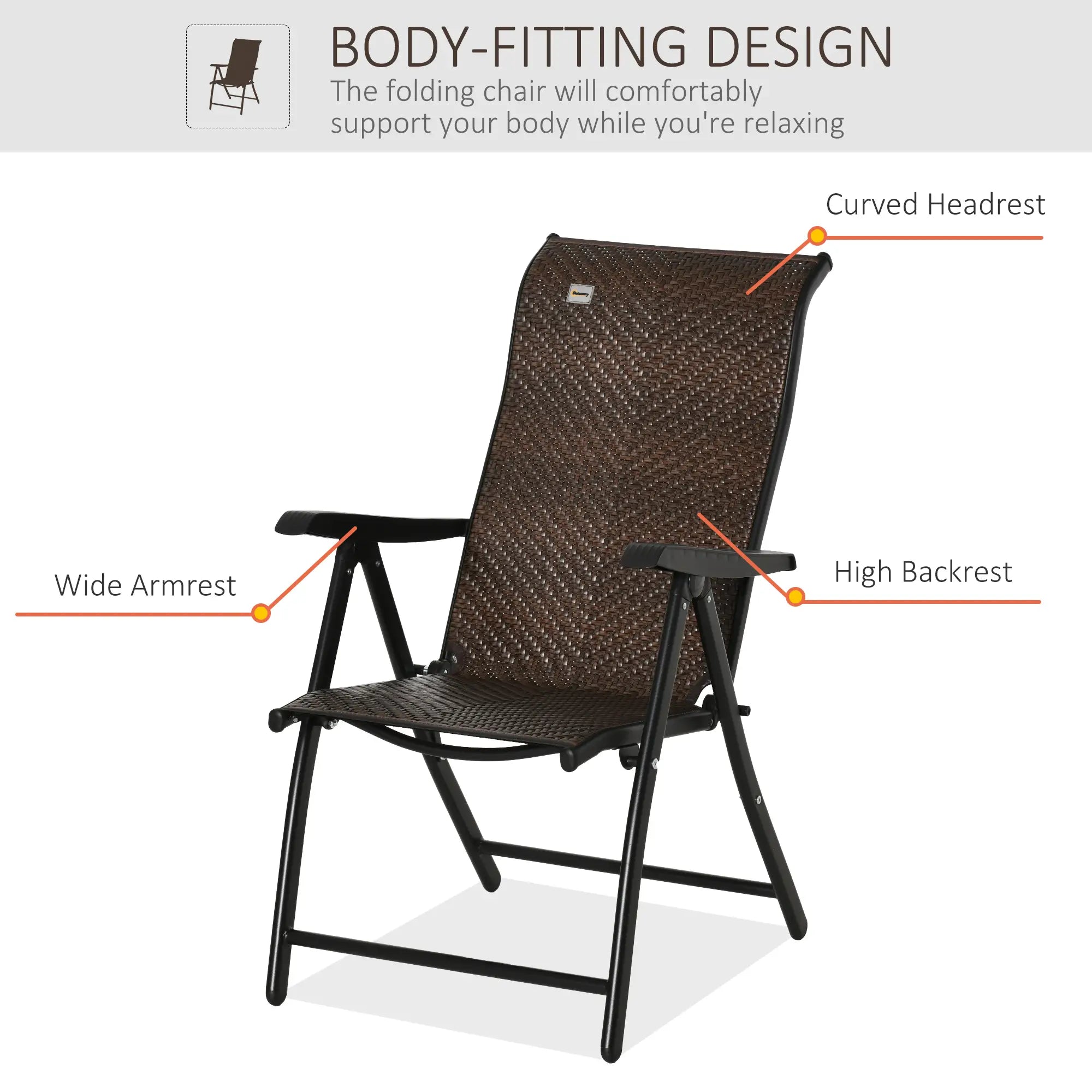 Rattan Reclining Folding Chair Set Of 2, Outdoor Wicker, Brown Foldable Chairs at Gallery Canada