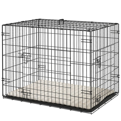 30" Folding Metal Dog Crate, 2 Doors, Removable Tray, Black Houses, Kennels & Pens Black, Beige at Gallery Canada