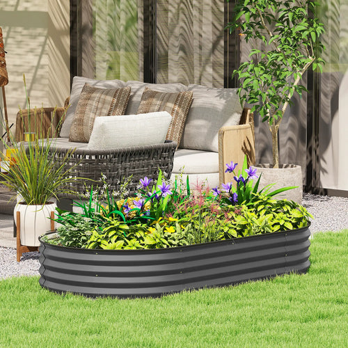 6' x 3' x 1' Galvanized Raised Garden Bed, Dark Grey Outdoor Planter Box, Dark Grey