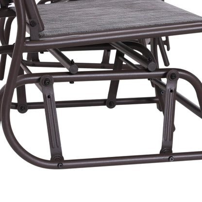 Double Patio Glider Chair with Glass Table, Grey Outdoor Gliders at Gallery Canada