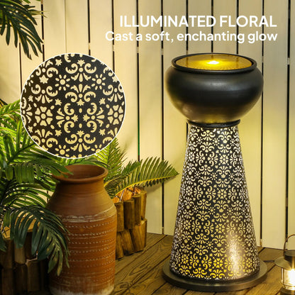 28" Tall Outdoor Water Fountain with LED Lights, Adjustable Flow, Dark Grey, Yellow Water Fountains at Gallery Canada