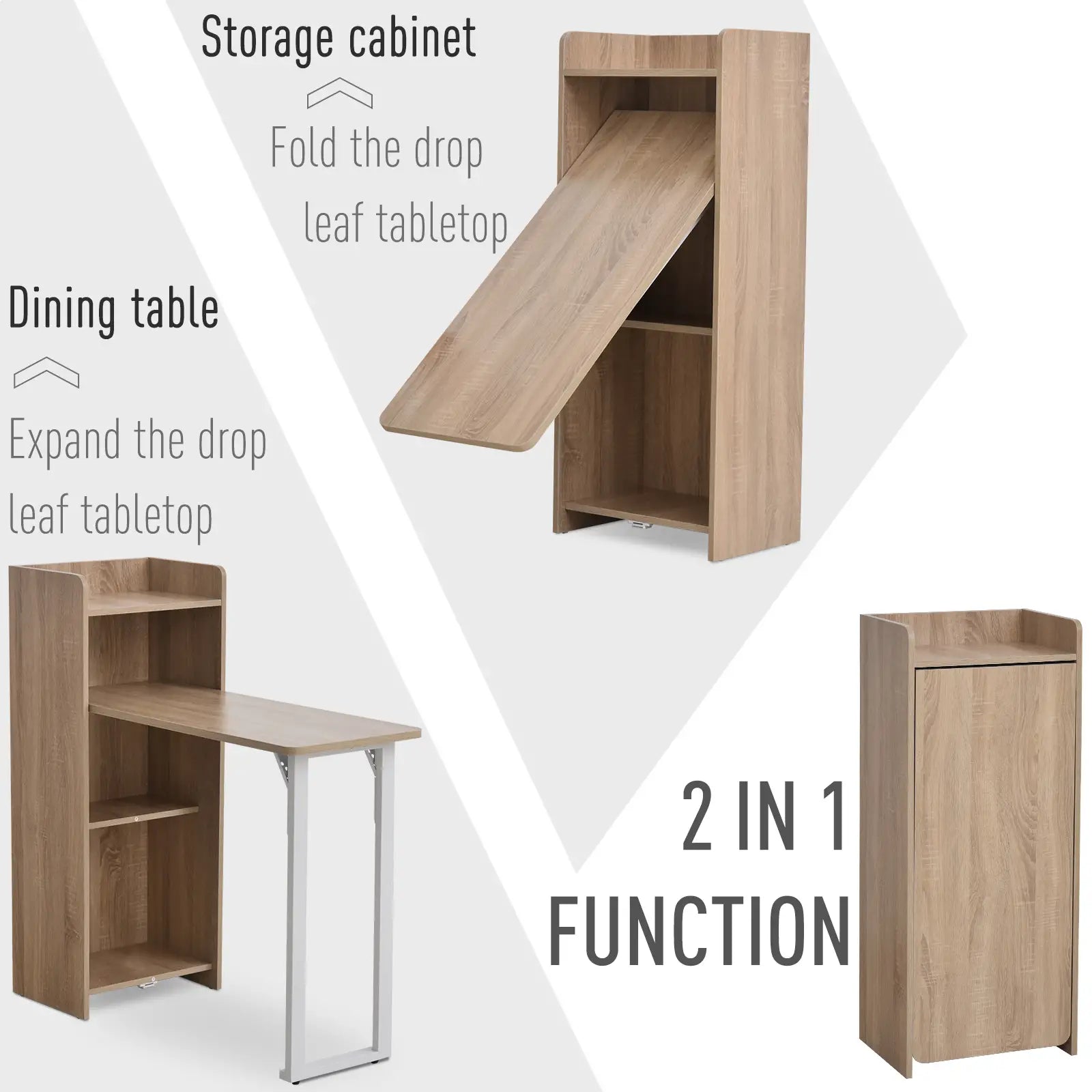 2 In 1 Folding Drop Leaf Table, 4-Tier Shelf, Oak Bar Tables & Dining Tables at Gallery Canada