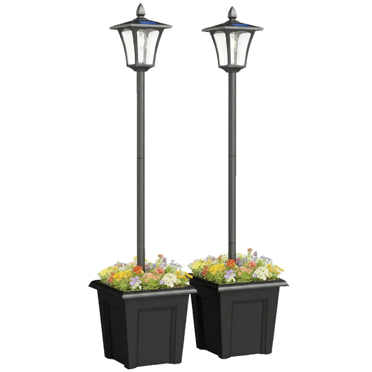 63" Solar Lamp Post Lights 2 Pack, Waterproof LED, Black Solar Post Lamps Black at Gallery Canada