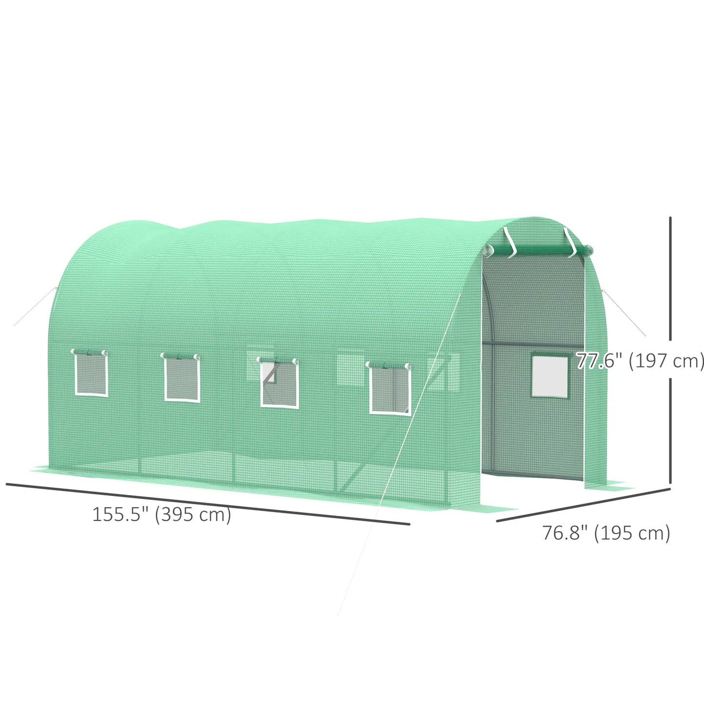 Walk-In Tunnel Greenhouse, 13x6.4x6.5ft, Galvanised Steel Frame, Green Tunnel Greenhouses at Gallery Canada