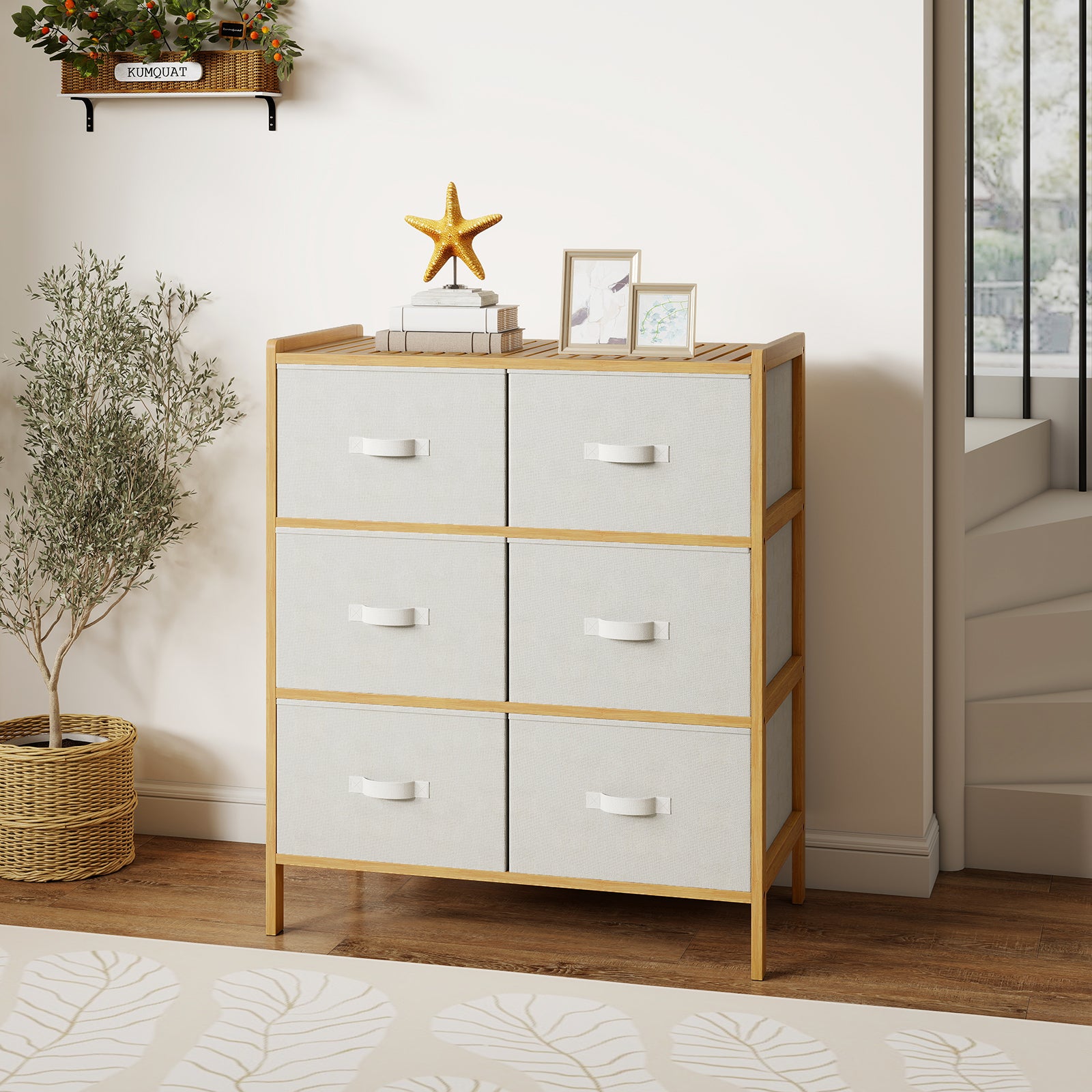 6 Drawer Fabric Dresser, 6 Folding Bins, Natural Dressers & Chests at Gallery Canada