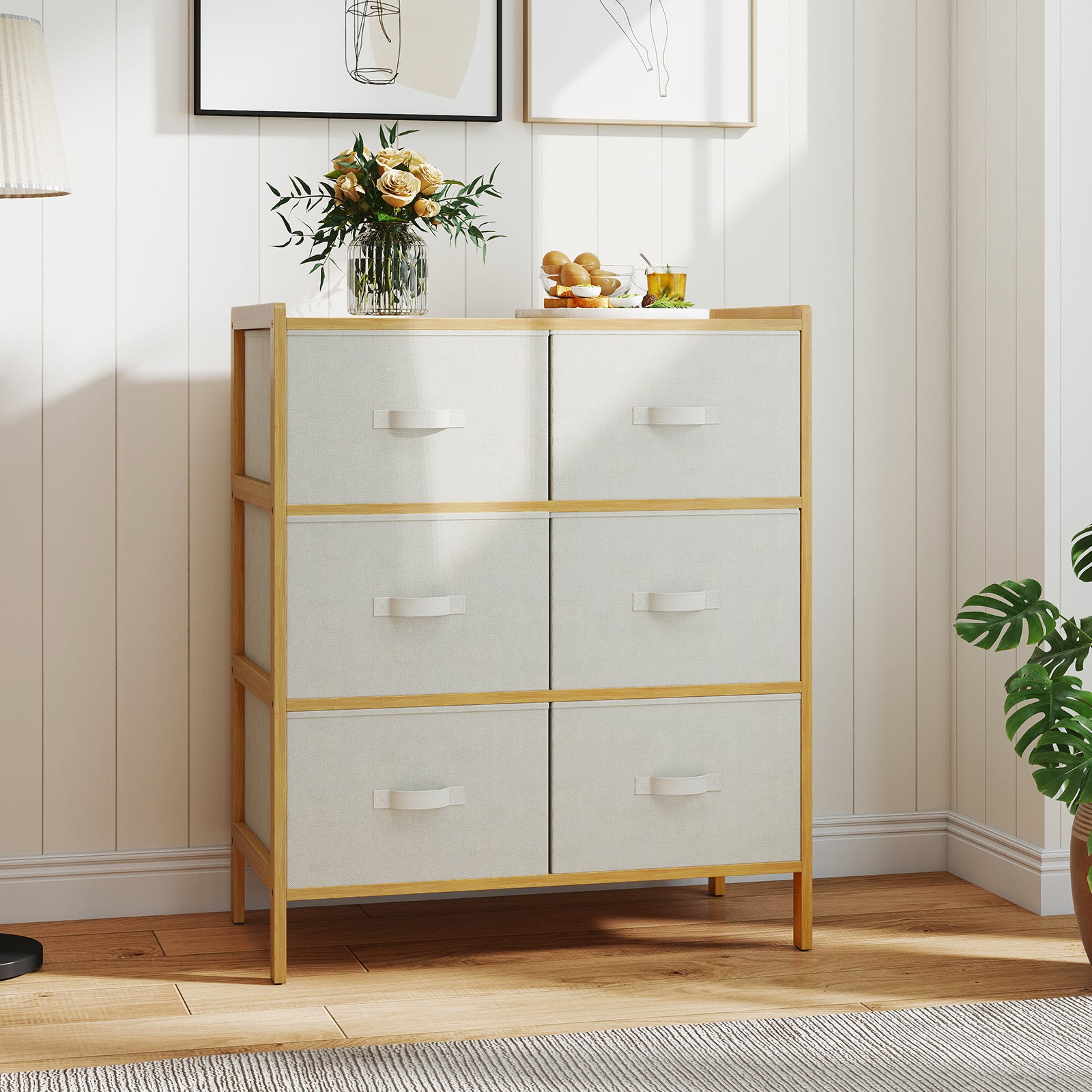 6 Drawer Fabric Dresser, 6 Folding Bins, Natural Dressers & Chests at Gallery Canada