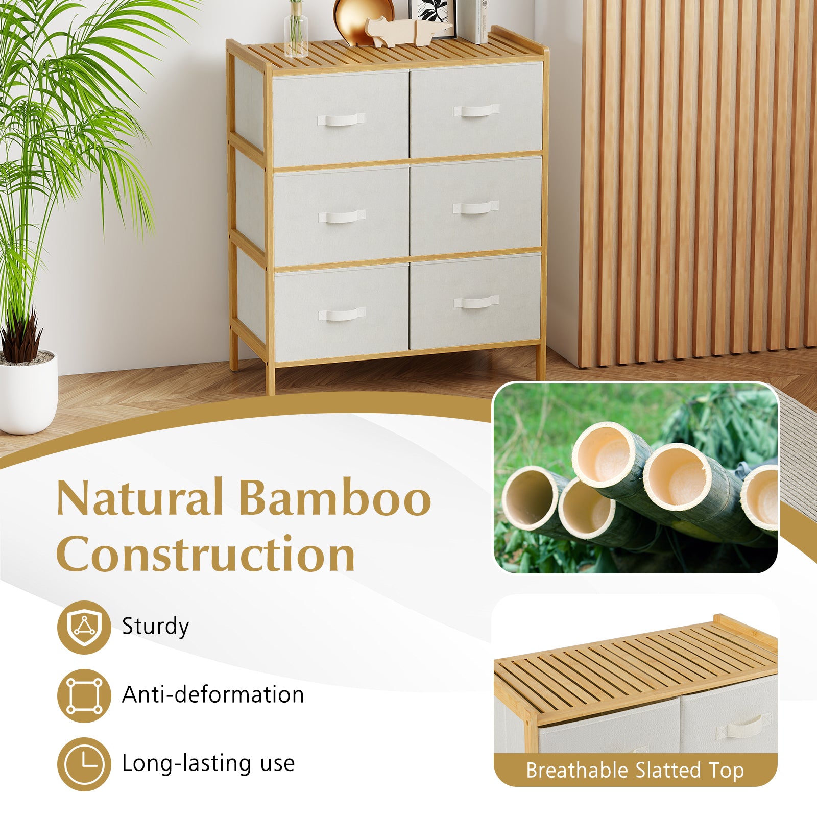6 Drawer Fabric Dresser, 6 Folding Bins, Natural Dressers & Chests at Gallery Canada