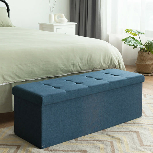 Fabric Folding Storage Bed End Bench, Navy Shoe Racks & Storage Benches Navy at Gallery Canada
