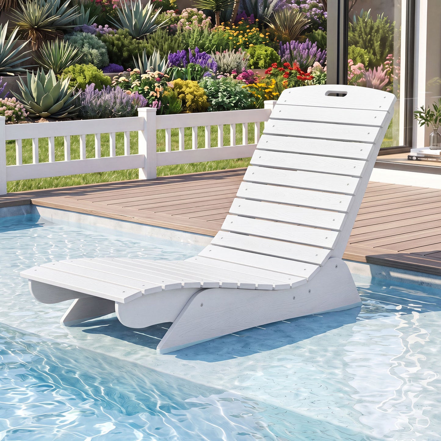 Outdoor Lounger, Fade-Resistant Contoured Deck Poolside, White Outdoor Chaise Lounges at Gallery Canada